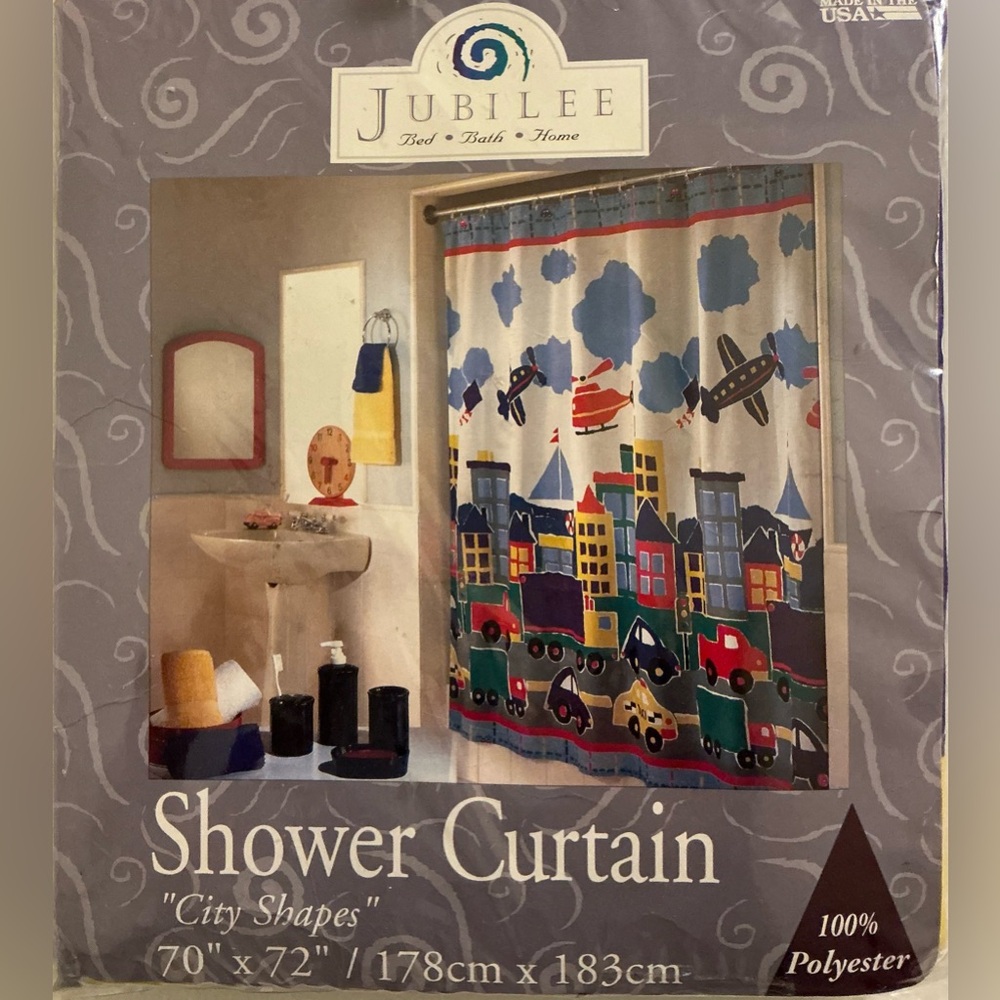 City Shapes Shower Curtain Bundle - Multicolor